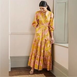 Boden Ava Tiered Maxi Dress Pineapples with POCKETS!